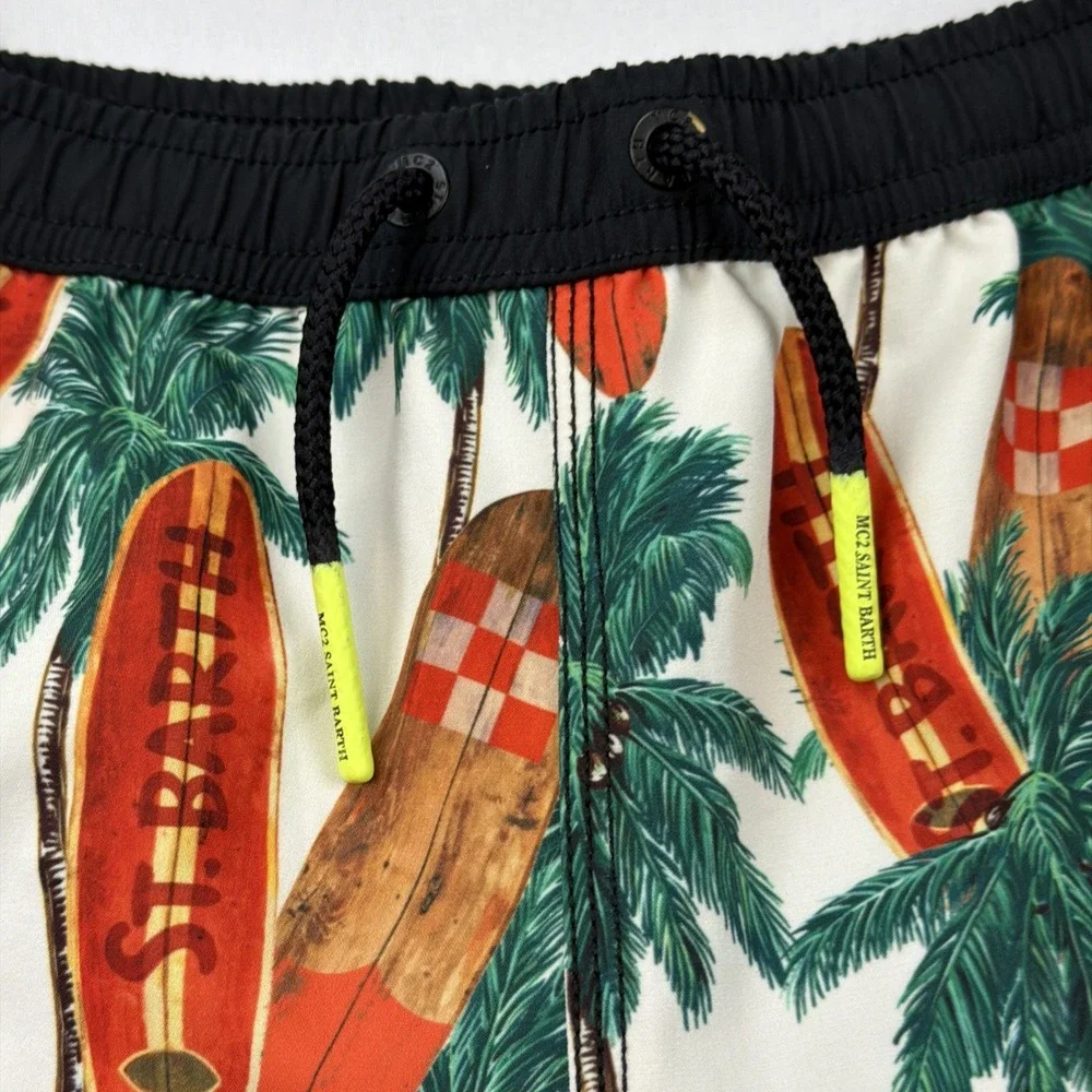 MC2 Saint Barth Kids‎ Swim Surf Board Palm Print Elastic Waist Drawstring 12Y